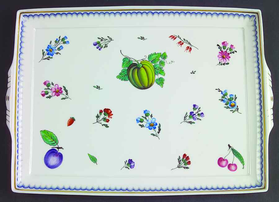 Italian Fruits (Antico Doccia) 13" Rectangular Tray by Ginori 1735-1