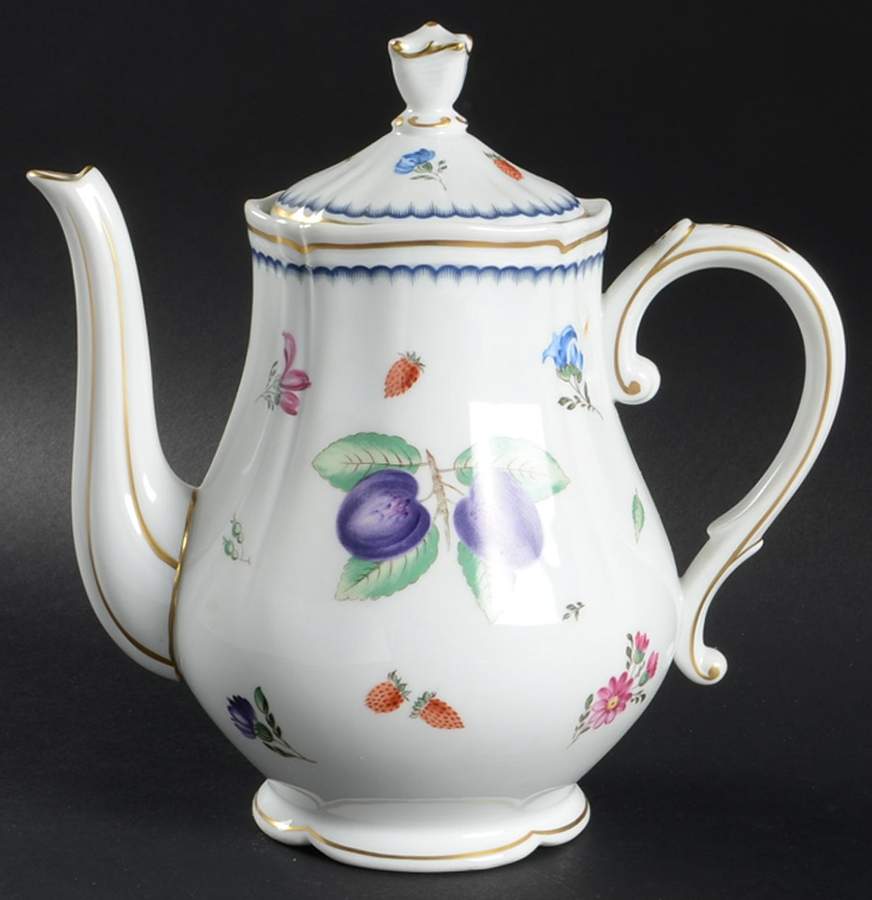 Italian Fruits (Antico Doccia) Coffee Pot & Lid by Ginori 1735-1