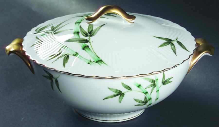Bamboo (Scalloped) Round Covered Vegetable by Gold China-1