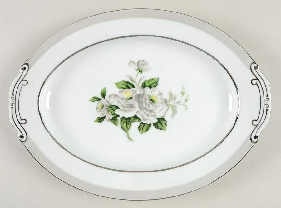 First Love (Platinum Trim) 12" Oval Serving Platter by Gold China-1