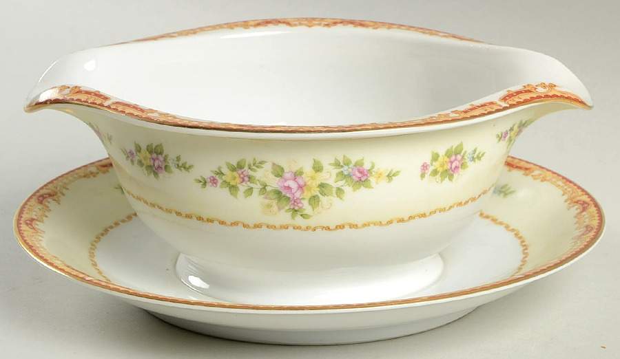 GOC9 Gravy Boat with Attached Underplate by Gold China-1