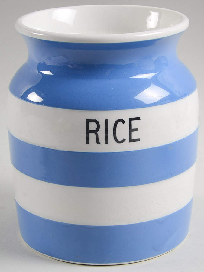Cornish Blue White (Shield and TG Green) Rice Canister No Lid by T G Green (England)-1