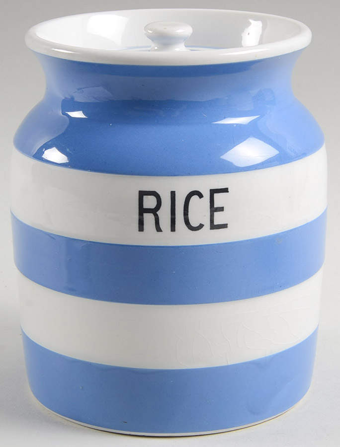 Cornish Blue White (Shield and TG Green) Rice Canister & Lid by T G Green (England)-1
