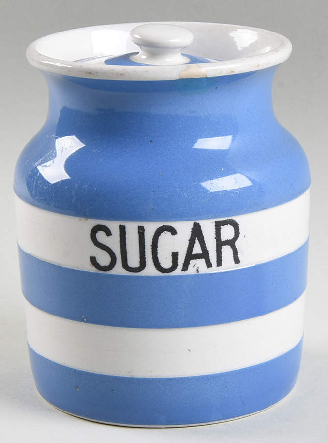 Cornish Blue White (Shield and TG Green) Sugar Canister & Lid by T G Green (England)-1