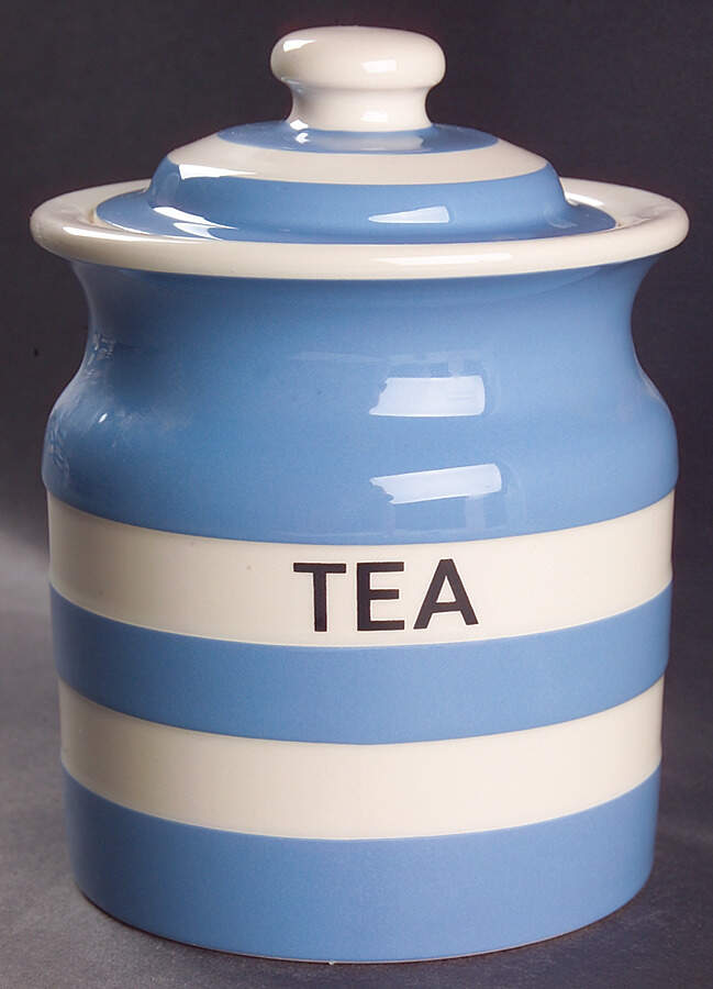 Cornish Blue White (Shield and TG Green) Tea Canister & Lid by T G Green (England)-1