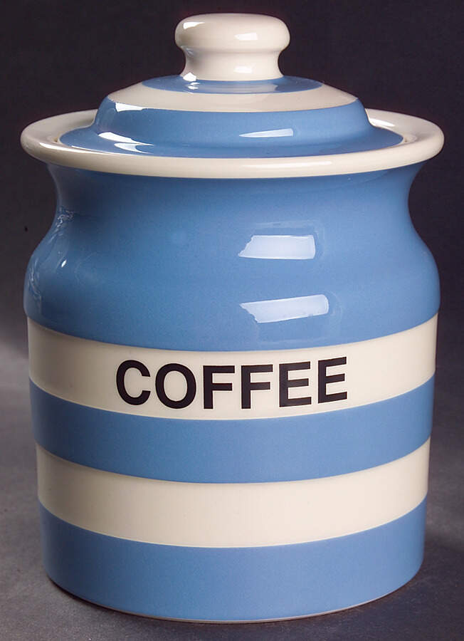 Cornish Blue White (Shield and TG Green) Coffee Canister & Lid by T G Green (England)-1