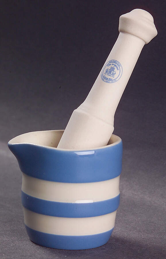 Cornish Blue White (Shield and TG Green) Pestle & Mortar Mini by T G Green (England)-1