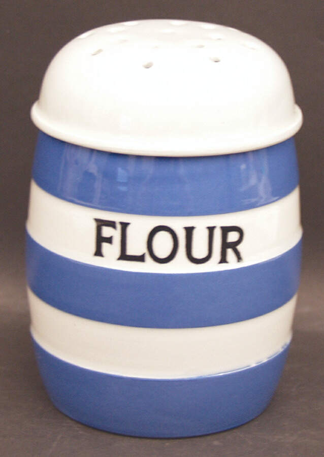 Cornish Blue White (Shield and TG Green) Flour Dredger with Lid by T G Green (England)-1