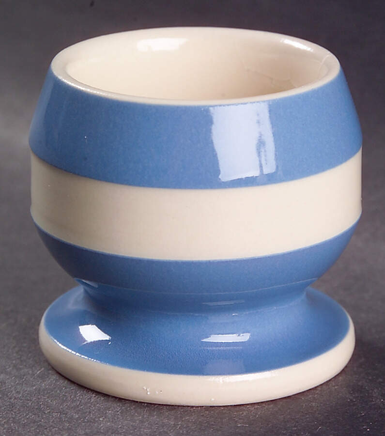 Cornish Blue White (Shield and TG Green) Footed Single Egg Cup by T G Green (England)-1
