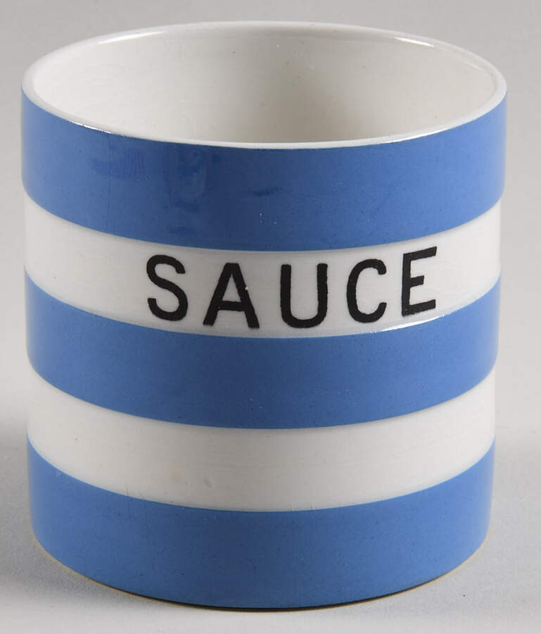 Cornish Blue White (Shield and TG Green) Sauce Jar No Lid by T G Green (England)-1
