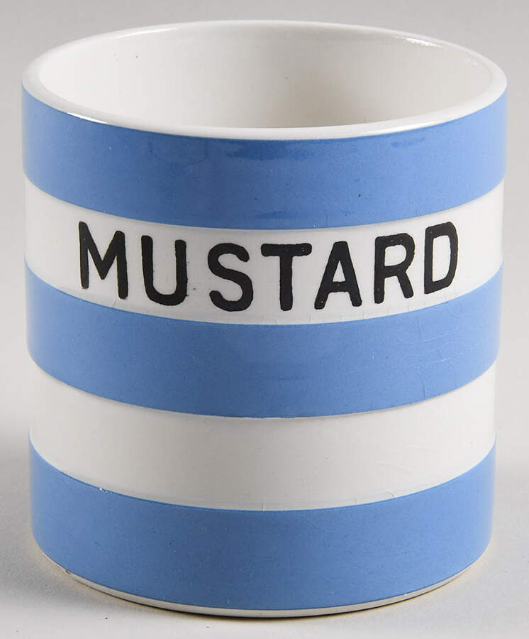 Cornish Blue White (Shield and TG Green) Mustard Jar No Lid by T G Green (England)-1