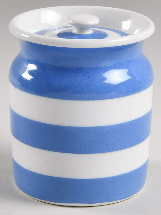 Cornish Blue White (Shield and TG Green) 4" Storage Jar & Lid by T G Green (England)-1