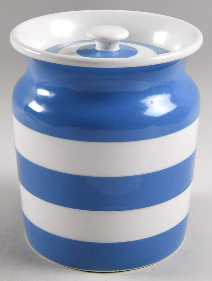 Cornish Blue White (Shield and TG Green) 6" Storage Jar & Lid by T G Green (England)-1