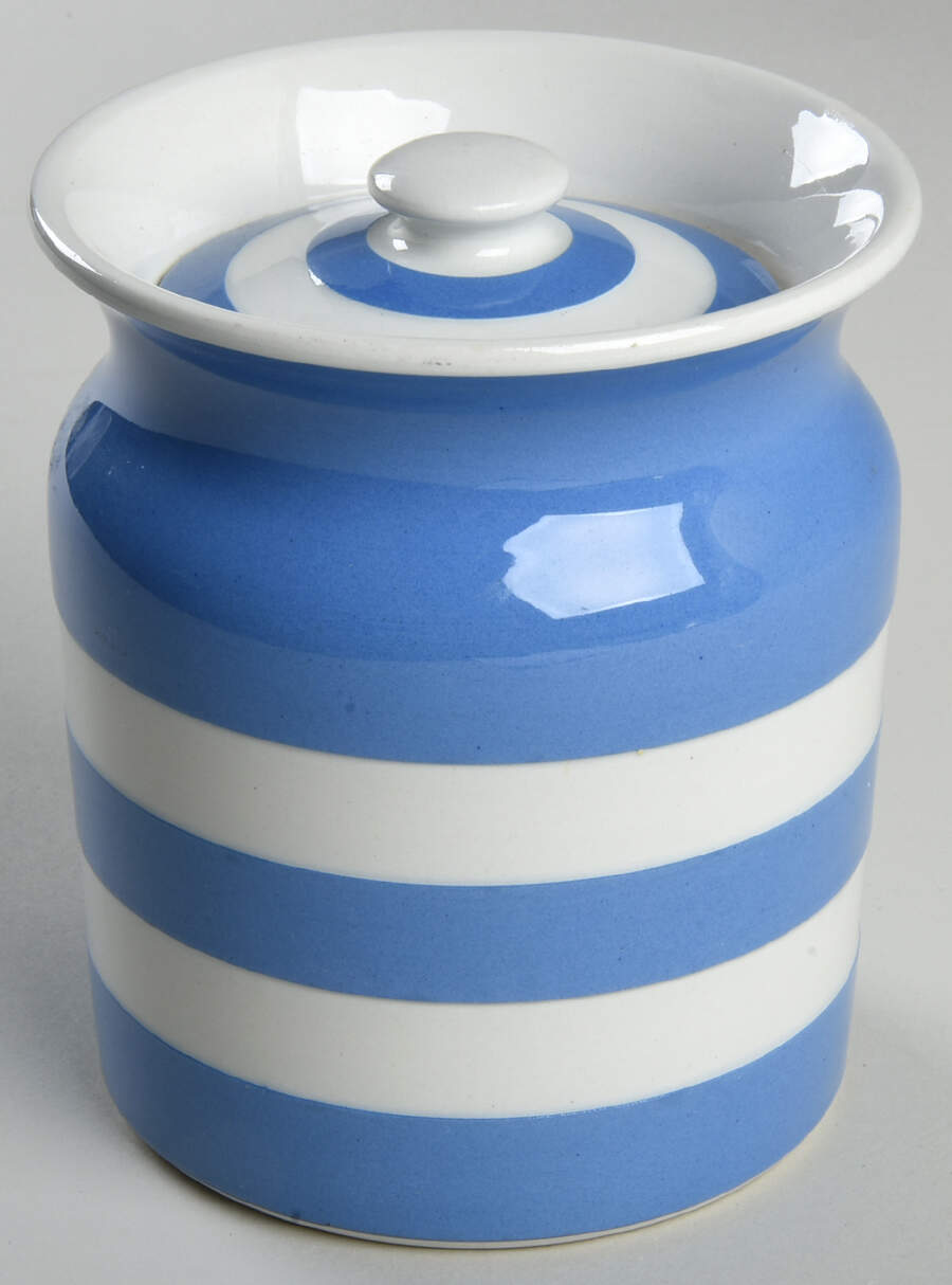 Cornish Blue White (Shield and TG Green) 5" Storage Jar & Lid by T G Green (England)-1