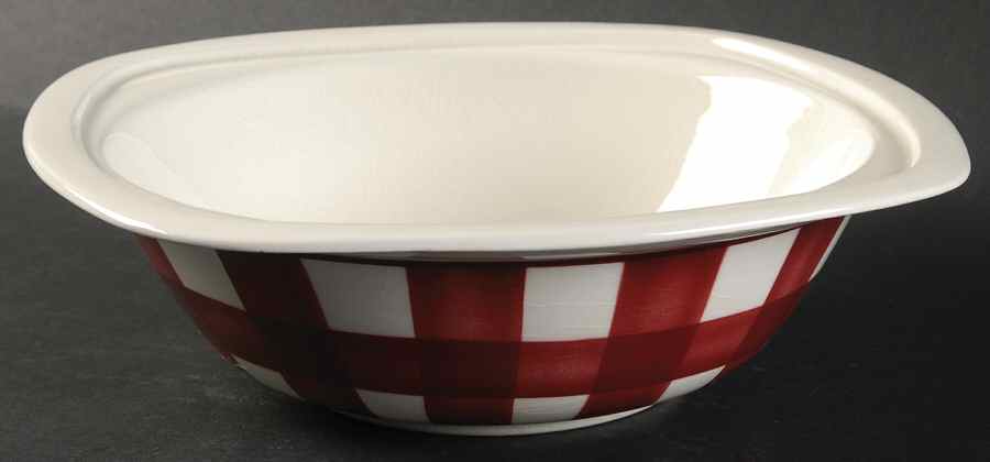 Patio Gingham Maroon Round Vegetable No Lid by T G Green (England)-1