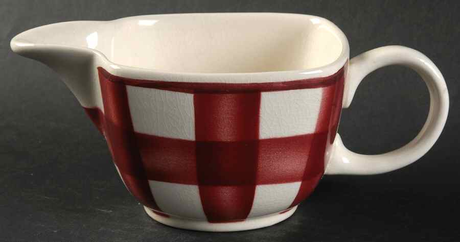 Patio Gingham Maroon Creamer by T G Green (England)-1