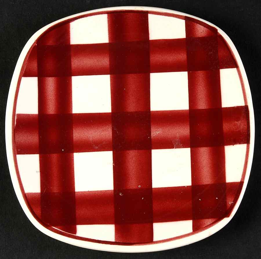 Patio Gingham Maroon Bread & Butter Plate by T G Green (England)-1