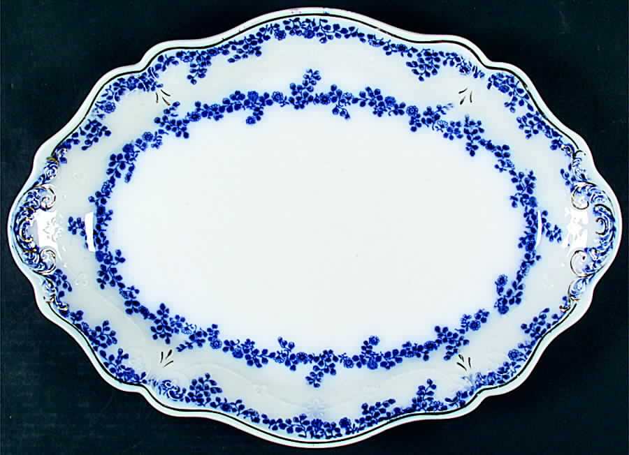 Aldine (Flow Blue) 16" Oval Serving Platter by Grindley-1