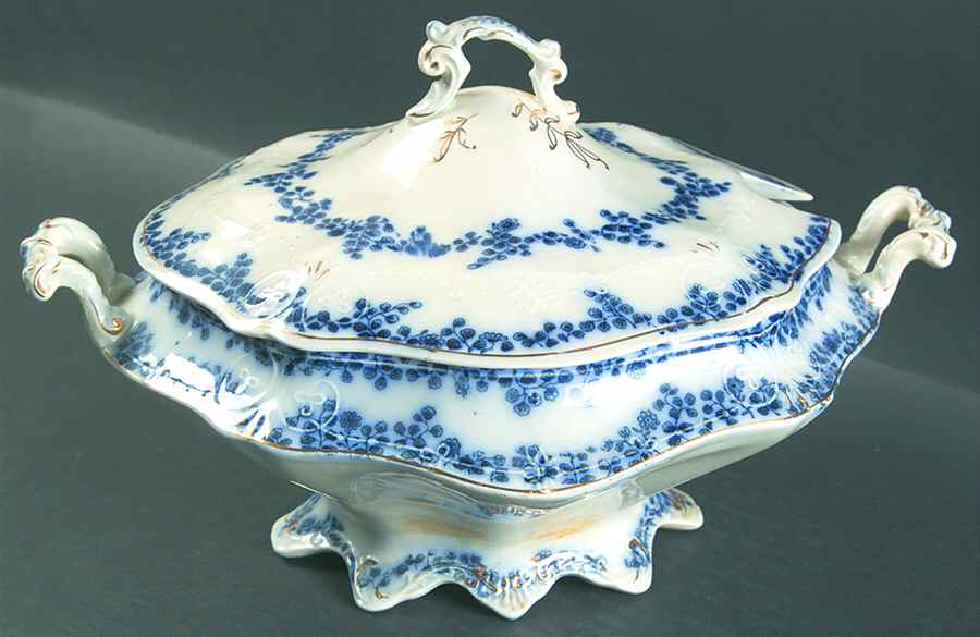 Aldine (Flow Blue) Oval Tureen & Lid by Grindley-1