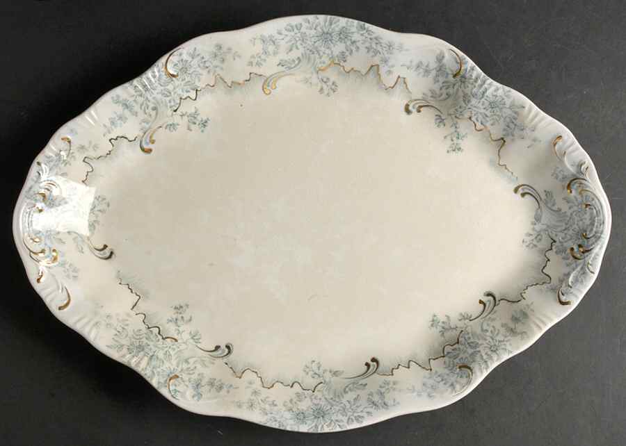 Antique Green 16" Oval Serving Platter by Grindley-1
