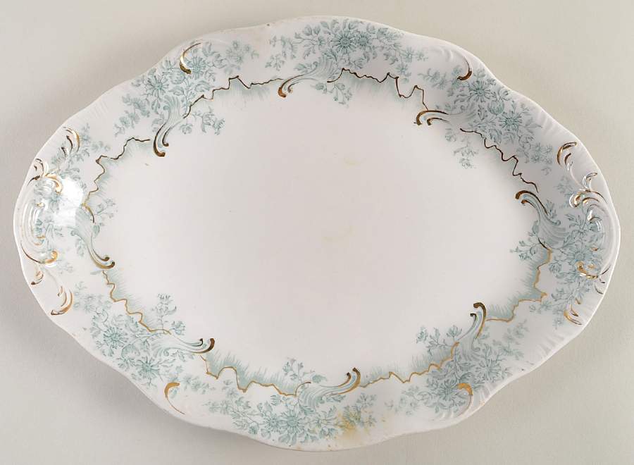 Antique Green 12" Oval Serving Platter by Grindley-1