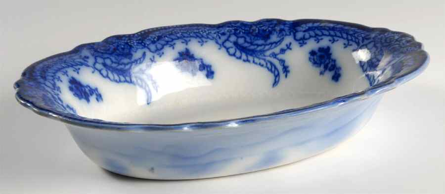 Ashburton (Flow Blue) 10" Oval Vegetable Bowl by Grindley-1