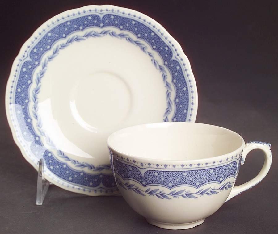 Avon Blue (Earthenware) Flat Cup & Saucer Set by Grindley-1