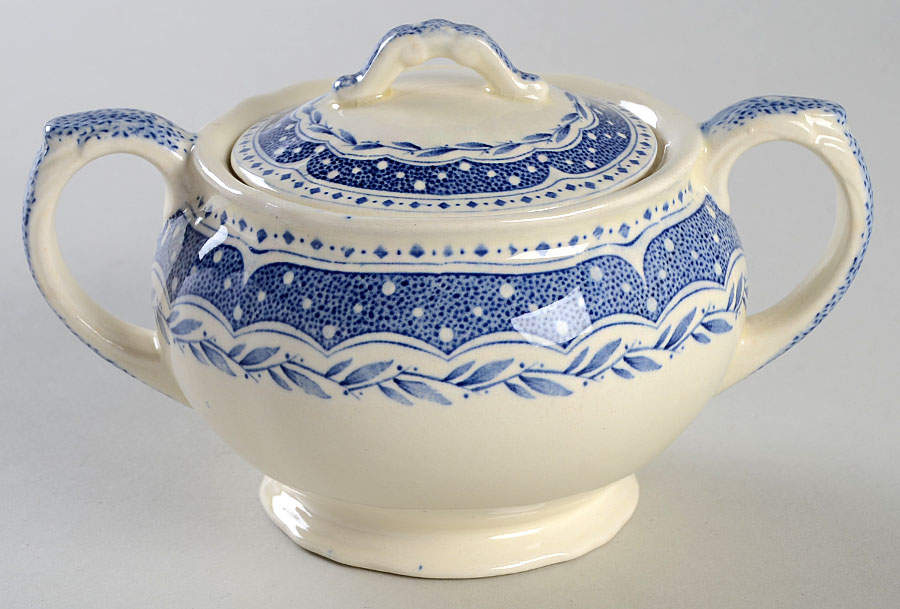 Avon Blue (Earthenware) Sugar Bowl & Lid by Grindley-1