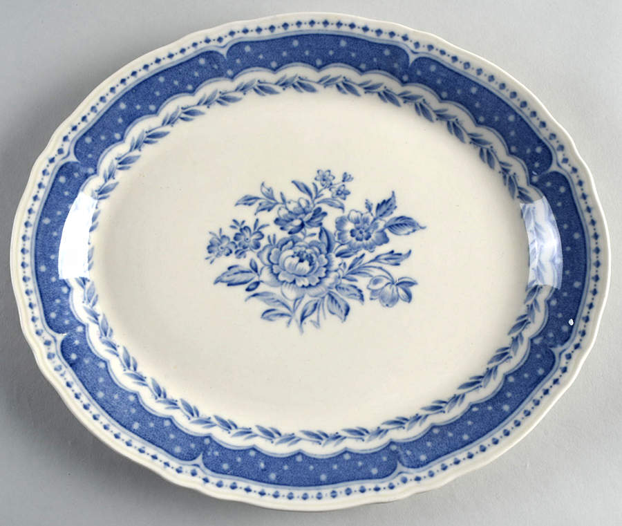 Avon Blue (Earthenware) 12" Oval Serving Platter by Grindley-1