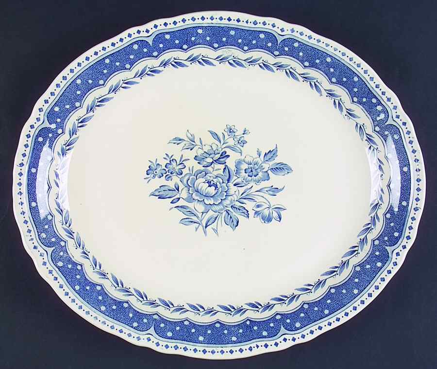 Avon Blue (Earthenware) 14" Oval Serving Platter by Grindley-1