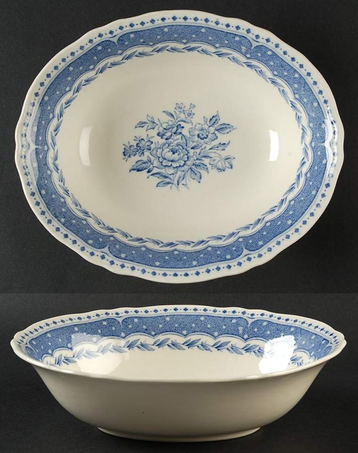 Avon Blue (Earthenware) 9" Oval Vegetable Bowl by Grindley-1