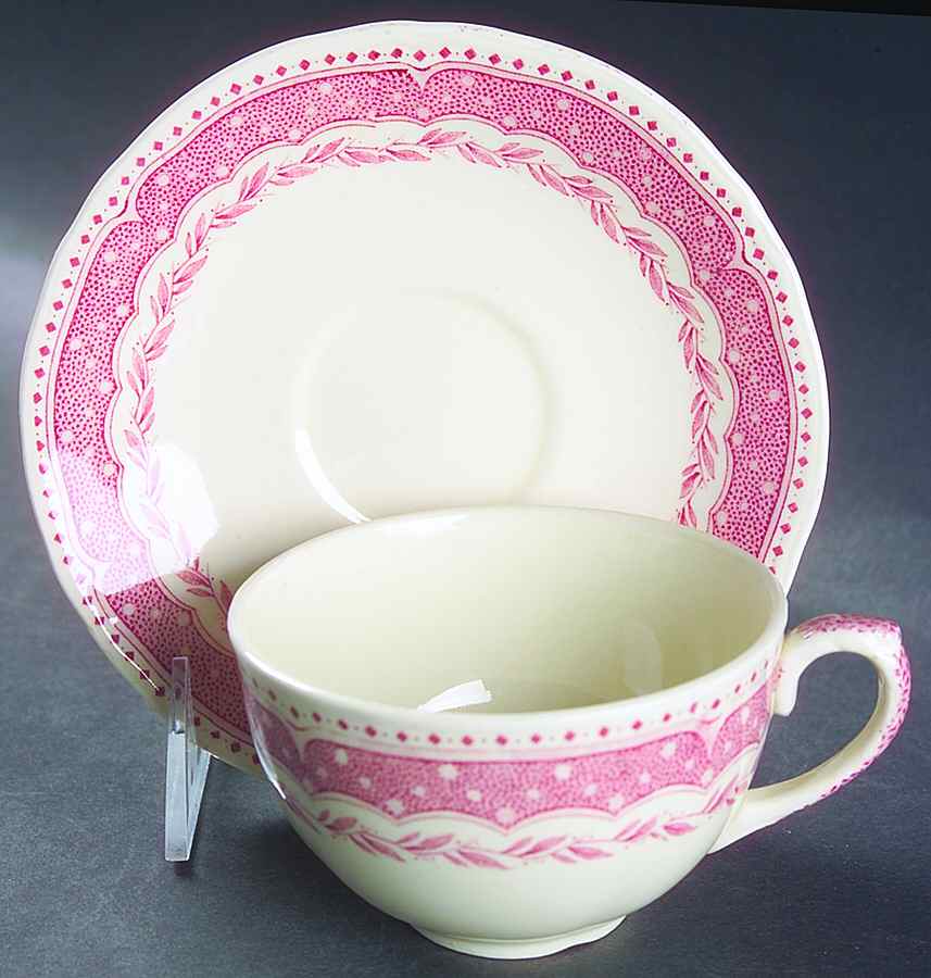 Avon Pink (Earthenware) Flat Cup & Saucer Set by Grindley-1