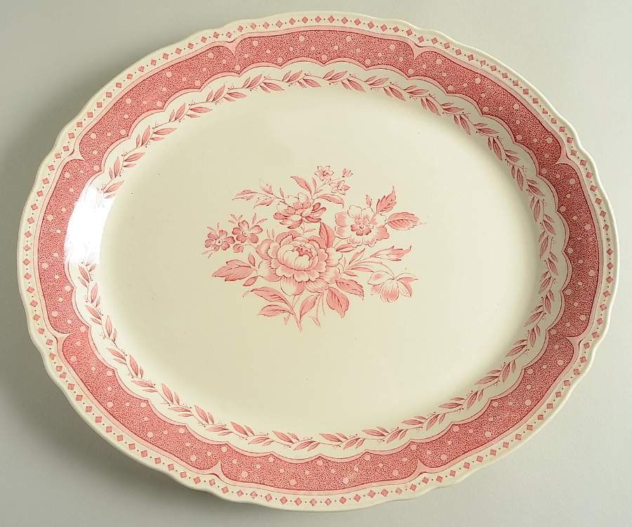 Avon Pink (Earthenware) 16" Oval Serving Platter by Grindley-1