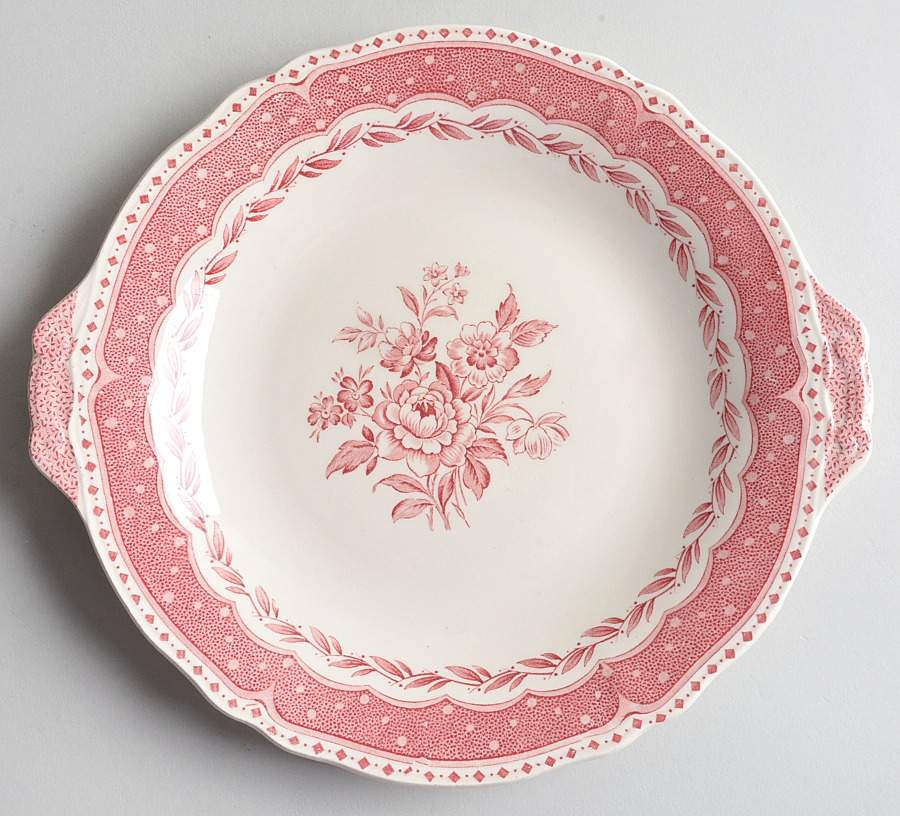 Avon Pink (Earthenware) Handled Cake Plate by Grindley-1