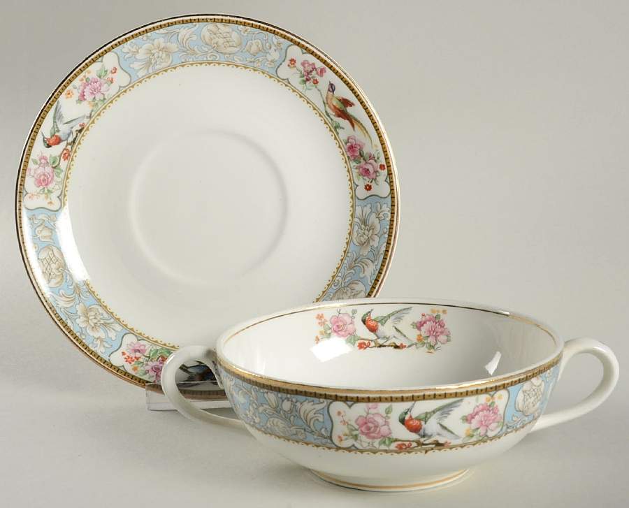 Baroda Flat Cream Soup Bowl & Saucer Set by Grindley-1