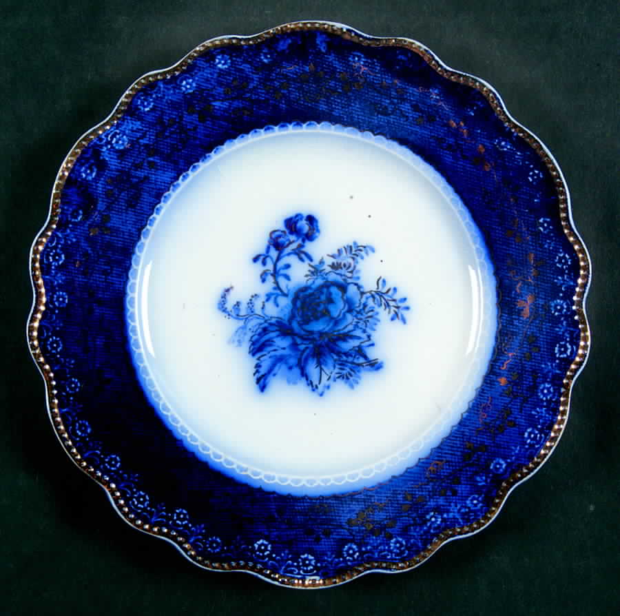 Blue Rose (Flow Blue) Bread & Butter Plate by Grindley-1