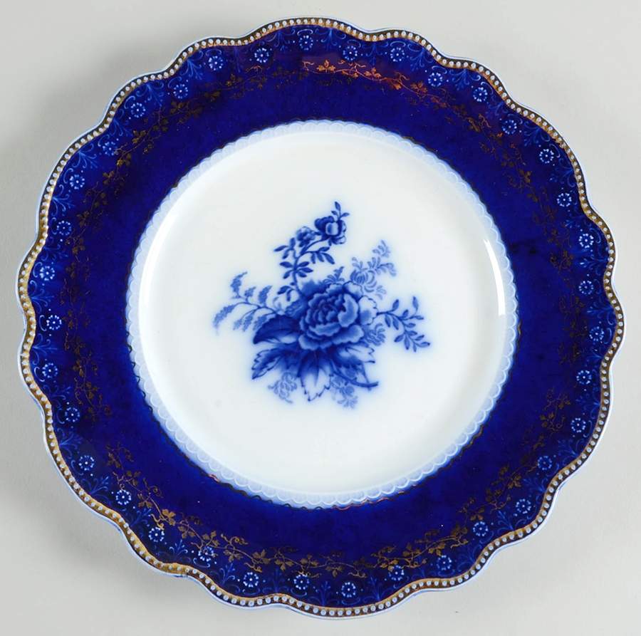 Blue Rose (Flow Blue) Dinner Plate by Grindley-1