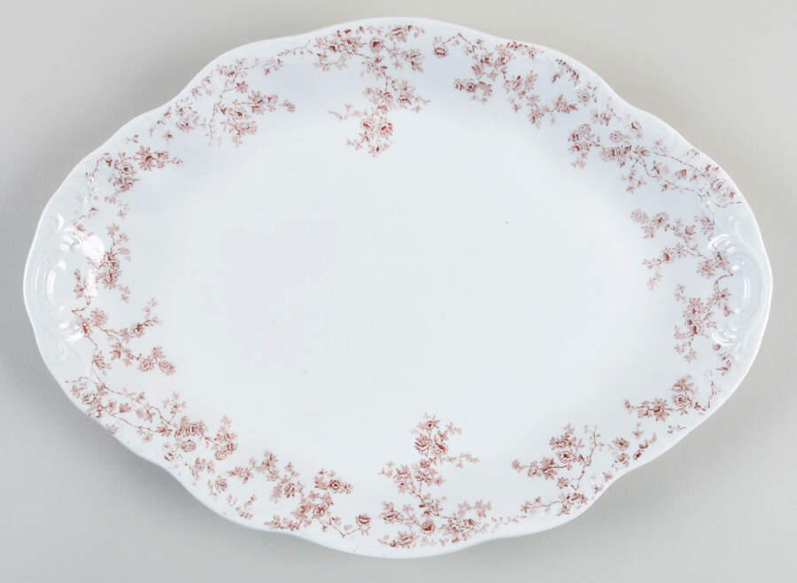 Catherine Mermet Pink 12" Oval Serving Platter by Grindley-1