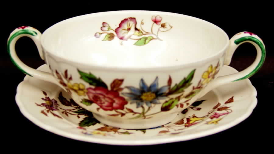 Celia Footed Cream Soup Bowl & Saucer Set by Grindley-1
