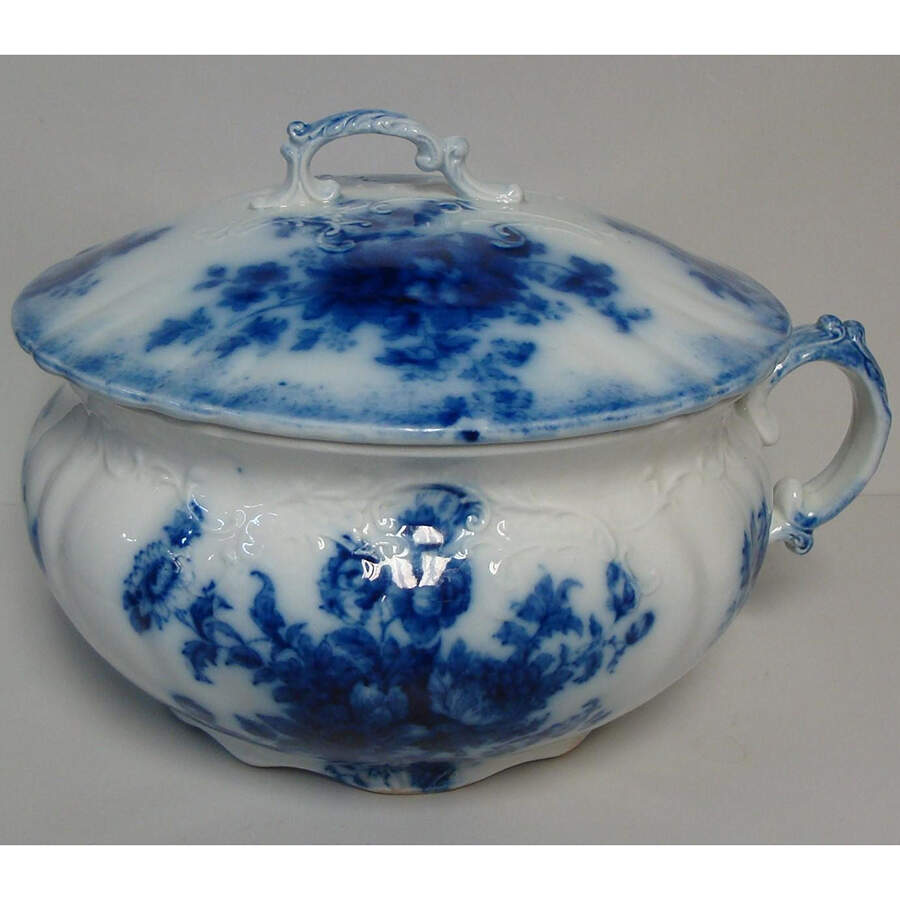 Chatsworth Blue (No Gold Accents) Chamber Pot & Lid by Grindley-1