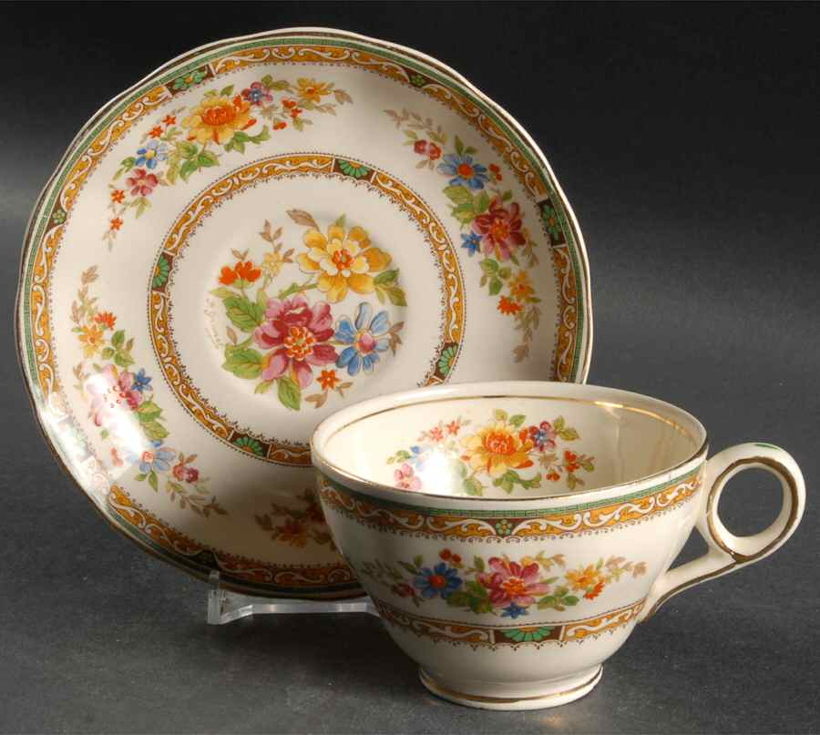 Chelsea Bouquet Flat Cup & Saucer Set by Grindley-1