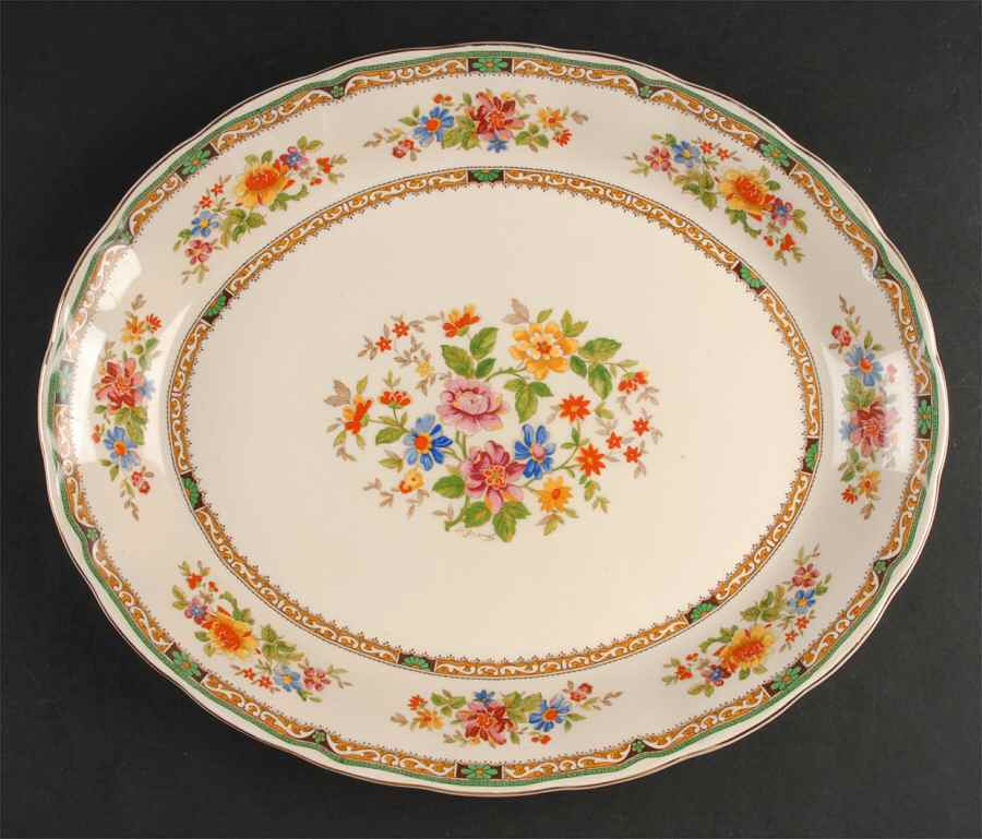 Chelsea Bouquet 14" Oval Serving Platter by Grindley-1