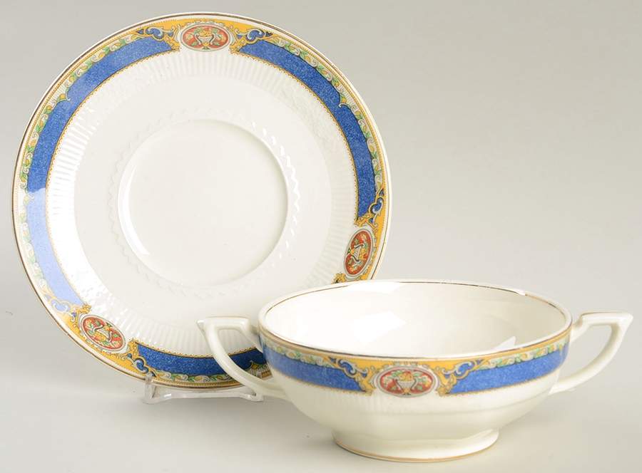 Chelmsford Footed Cream Soup Bowl & Saucer Set by Grindley-1