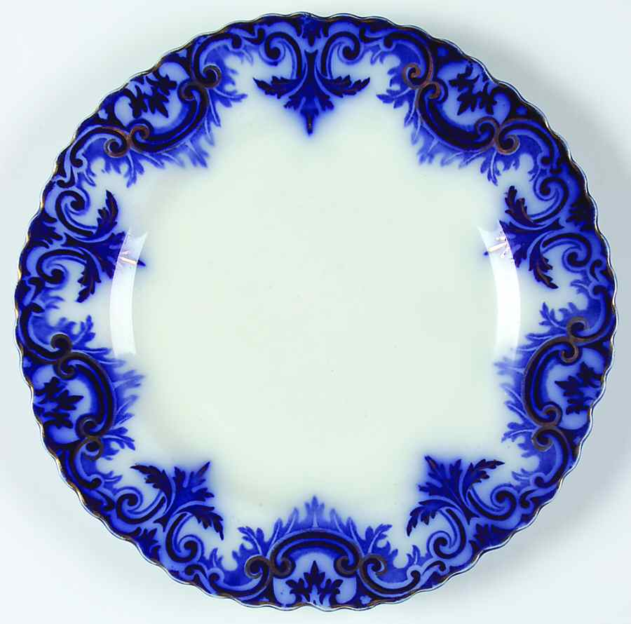 Clifton (Flow Blue, Gold Trim) Dinner Plate by Grindley-1