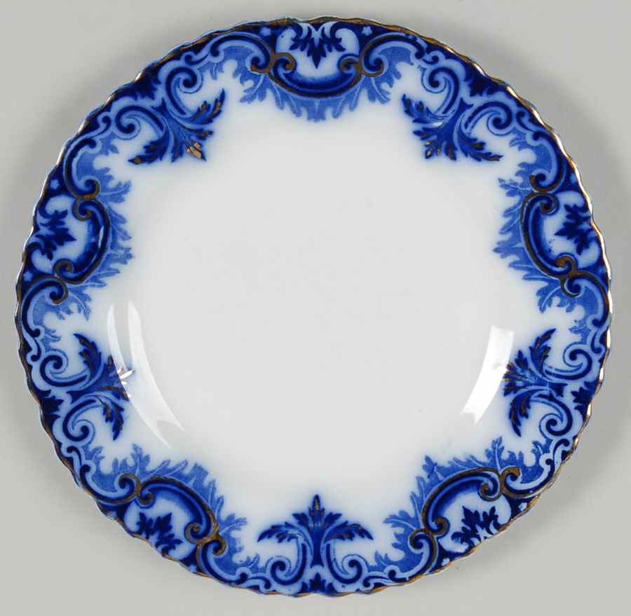 Clifton (Flow Blue, Gold Trim) Luncheon Plate by Grindley-1