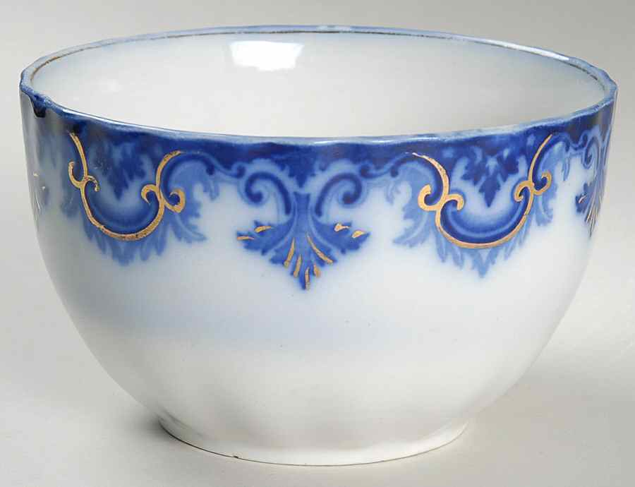 Clifton (Flow Blue, Gold Trim) Cranberry Bowl by Grindley-1