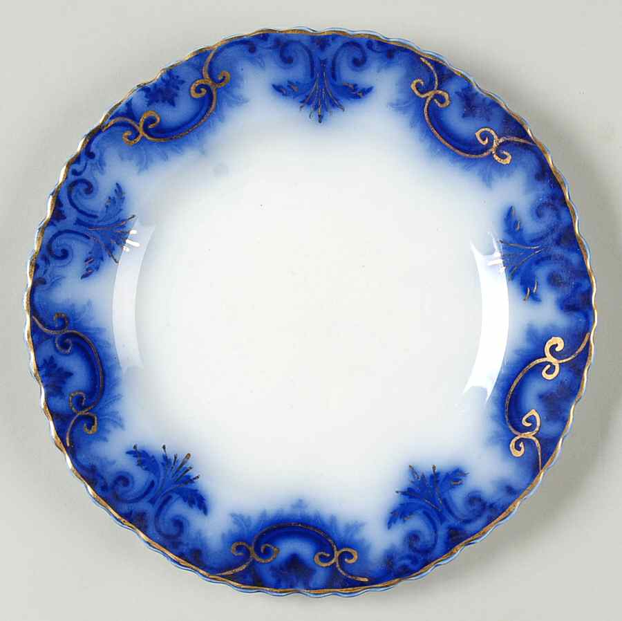 Clifton (Flow Blue, Gold Trim) Dessert/Pie Plate by Grindley-1