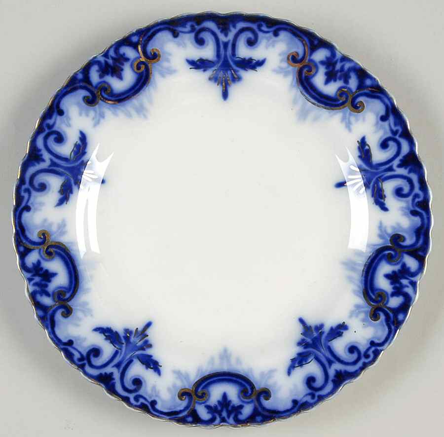 Clifton (Flow Blue, Gold Trim) Salad Plate by Grindley-1