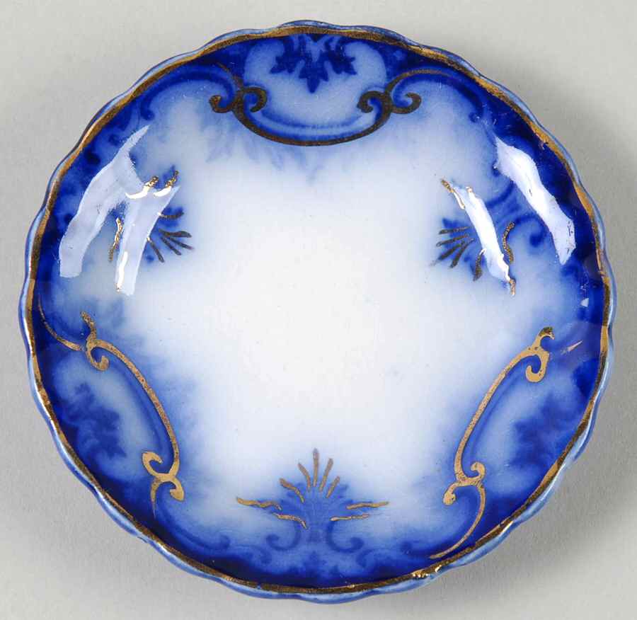 Clifton (Flow Blue, Gold Trim) Butter Pat by Grindley-1