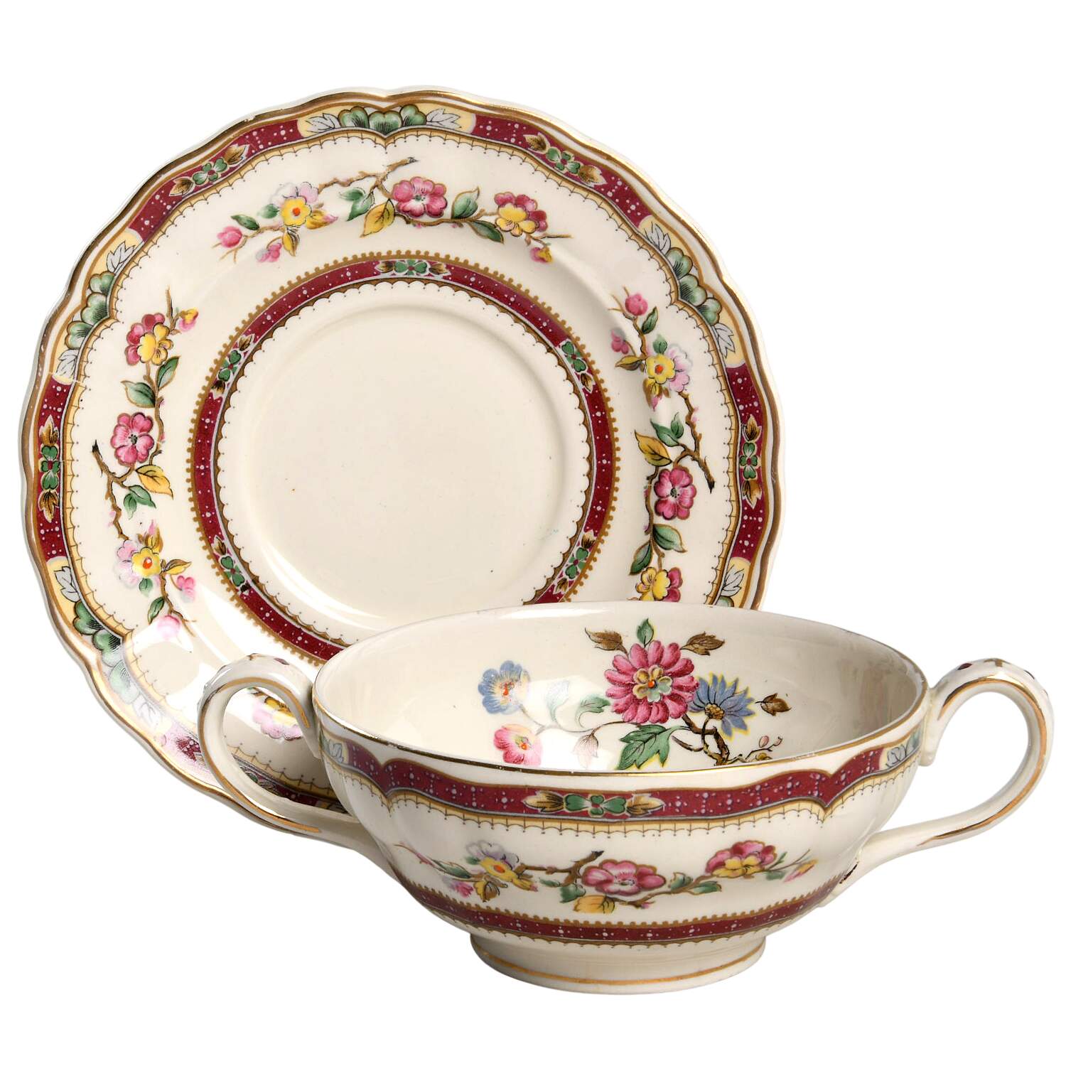 Connaught Footed Cream Soup Bowl & Saucer Set by Grindley-1